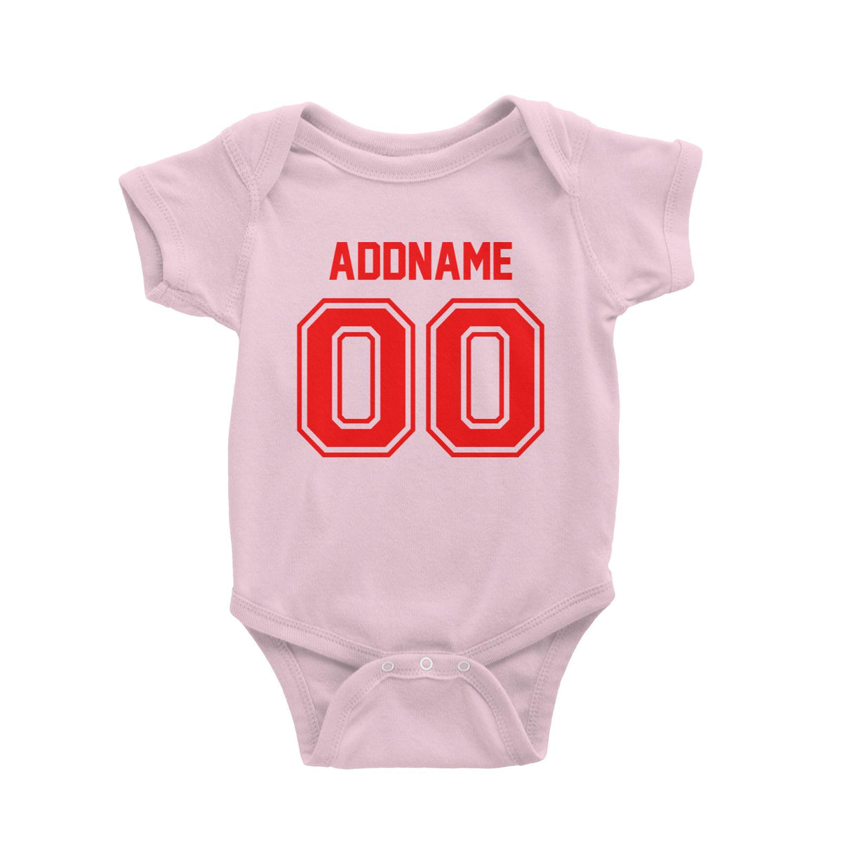 Jersey Red Font With Name and Number Baby Romper