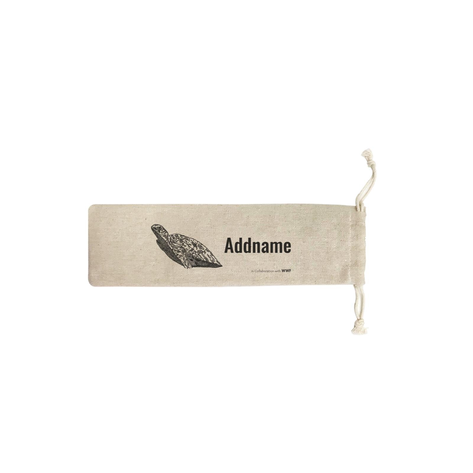 Hand Written Animals Green Turtle By ArtC Addname SB Straw Pouch (No Straws included)