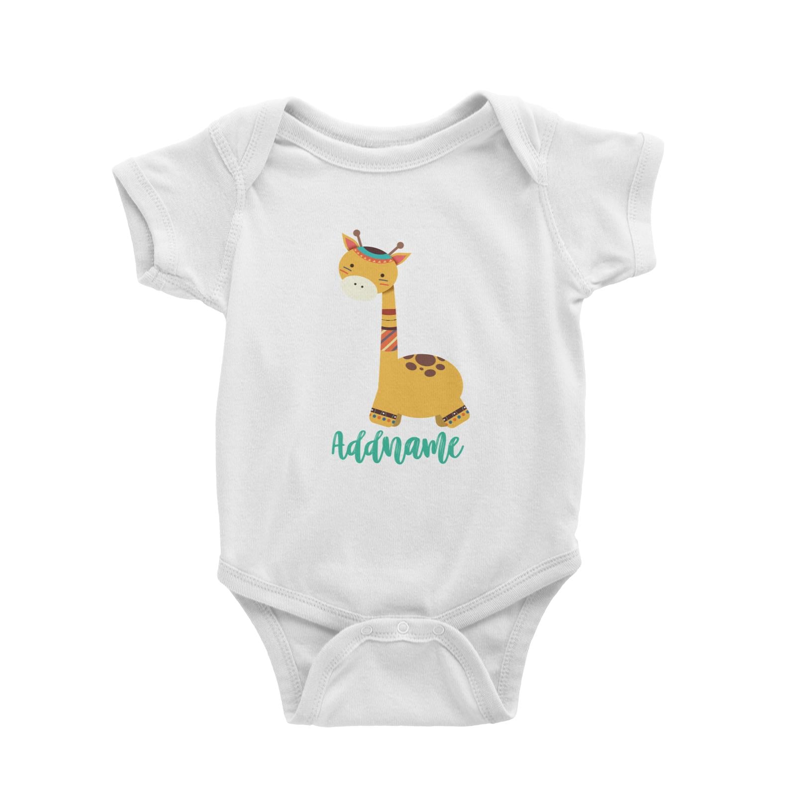 Animal Tribal Giraffe Addname Baby Romper