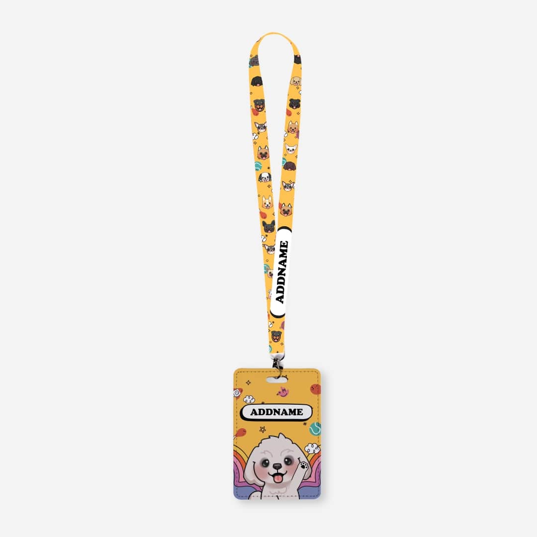 Paw Print Series Lanyard with Cardholder - Maltese