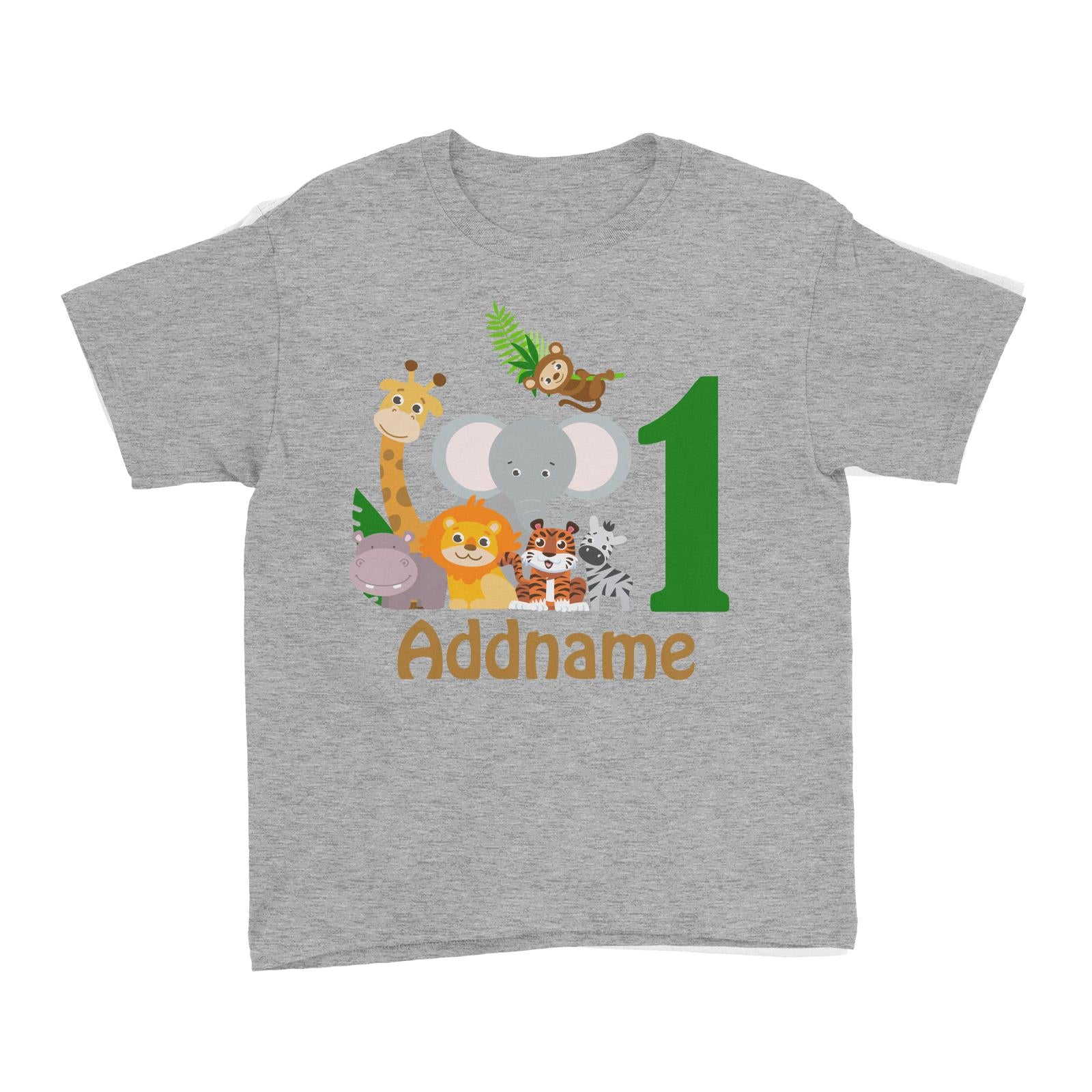 Animal Safari Jungle Birthday Theme Personalizable with Name and Number Kid's T-Shirt