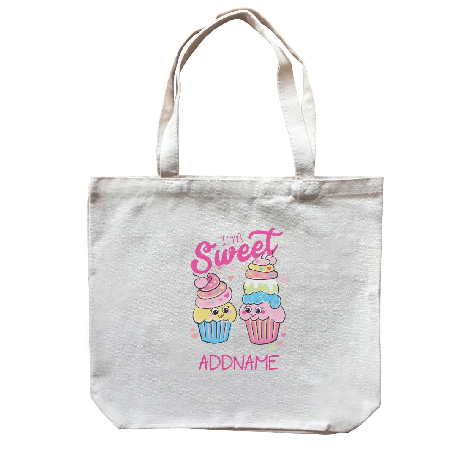 Cool Vibrant Series I'm Sweet Cupcakes Addname Canvas Bag