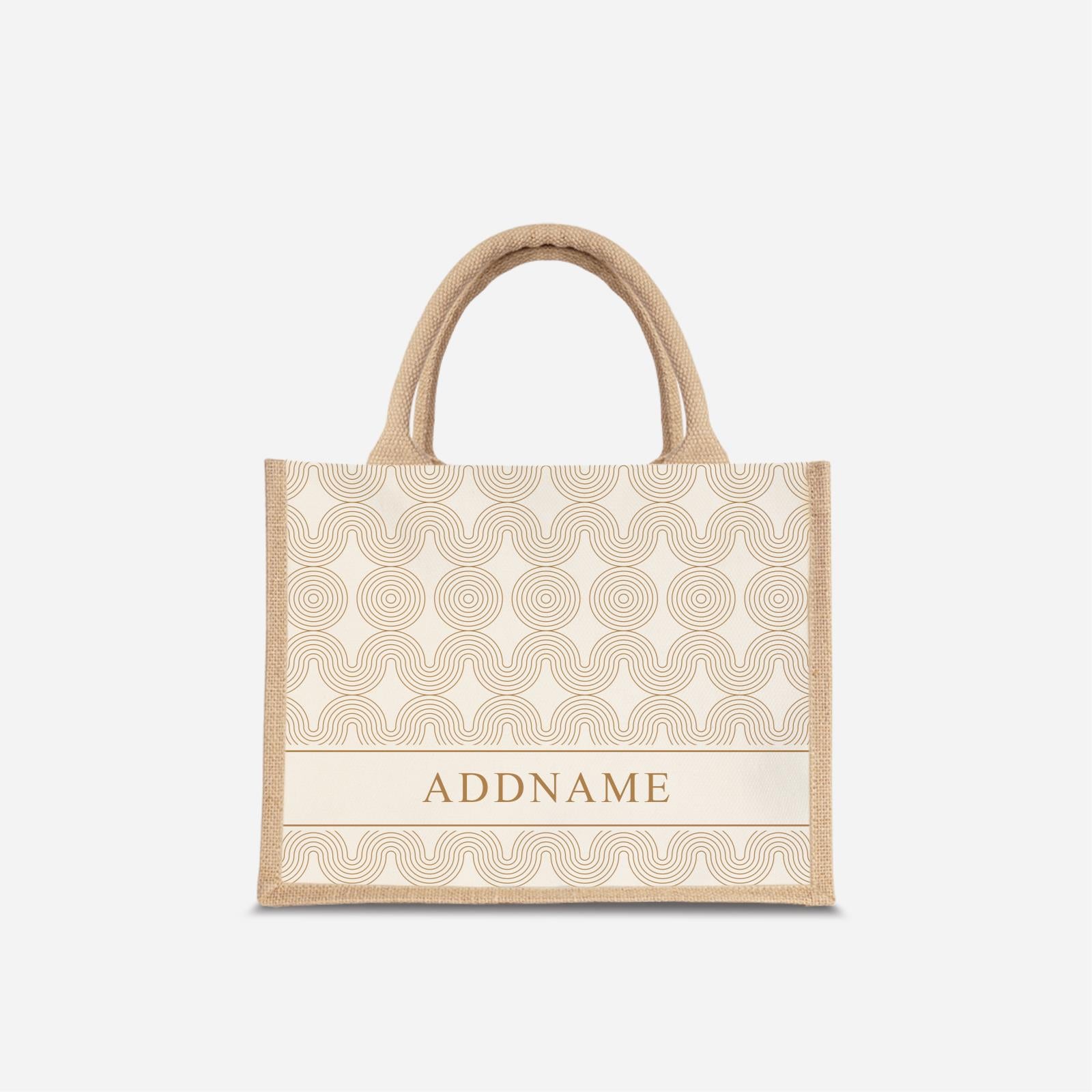 Moire Series Half Lining Jute Bag - Brown