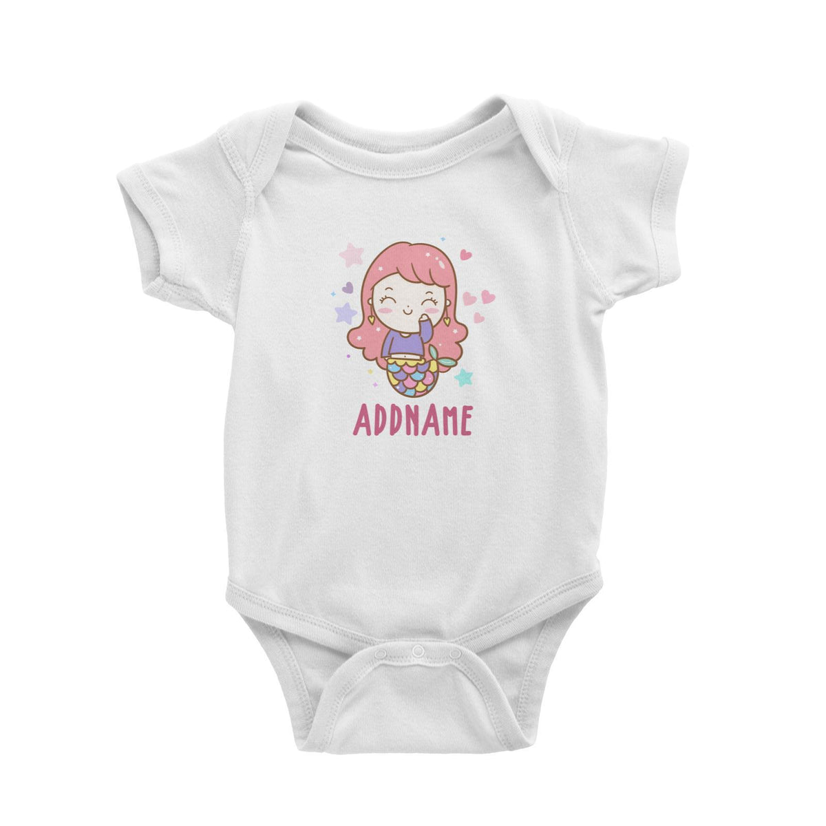 Unicorn And Princess Series Cute Happy Waving Mermaid Girl Addname Baby Romper
