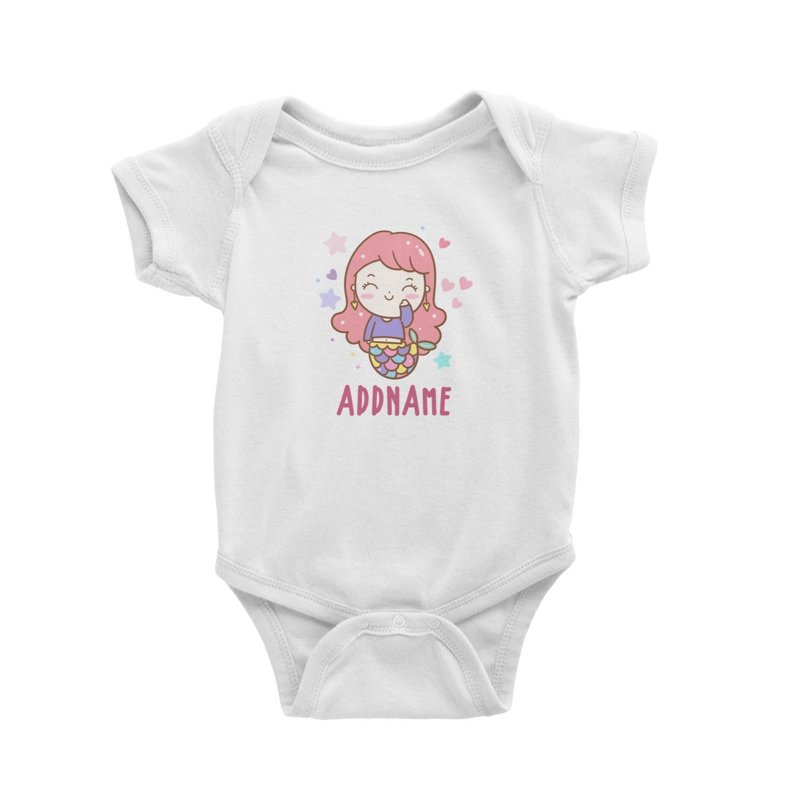 Unicorn And Princess Series Cute Happy Waving Mermaid Girl Addname Baby Romper