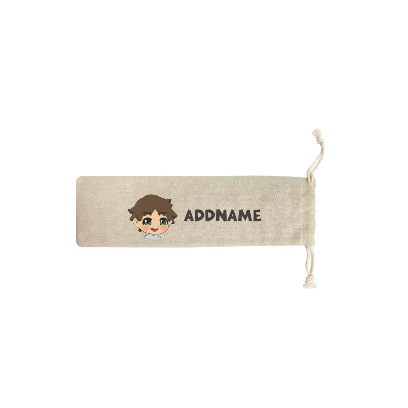 Children's Day Gift Series Little Boy Facing Left Addname SB Straw Pouch (No Straws included)