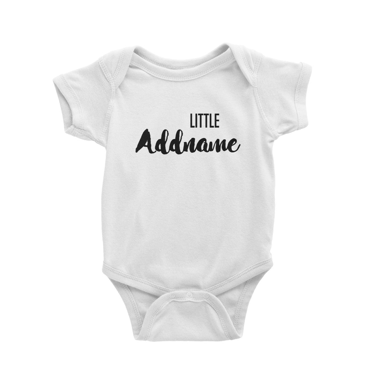 Little Addname in Brush Letters Baby Romper Personalizable Designs Basic Newborn