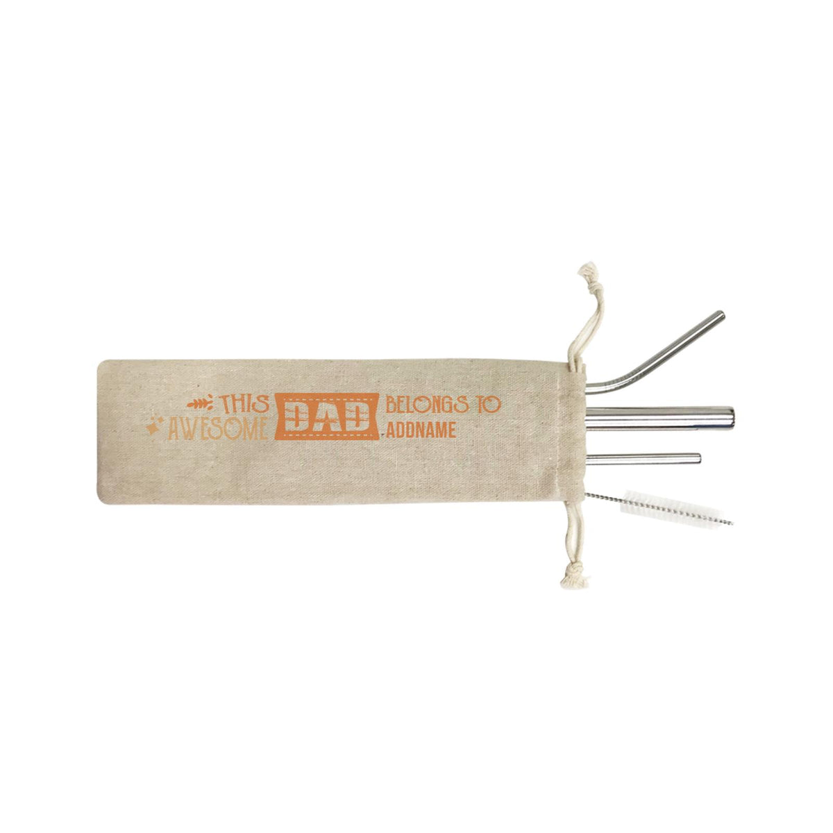 This Awesome Dad Belongs To Addname SB 4-In-1 Stainless Steel Straw Set in Satchel