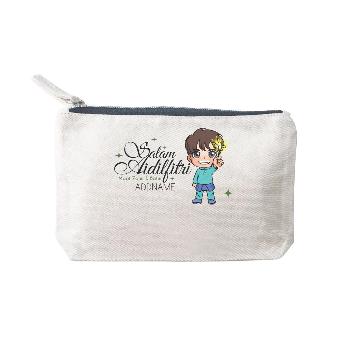 Raya Chibi Wishes Little Boy Addname Wishes Everyone Salam Aidilfitri Maaf Zahir &amp; Batin Mini Accessories Stationery Pouch 2
