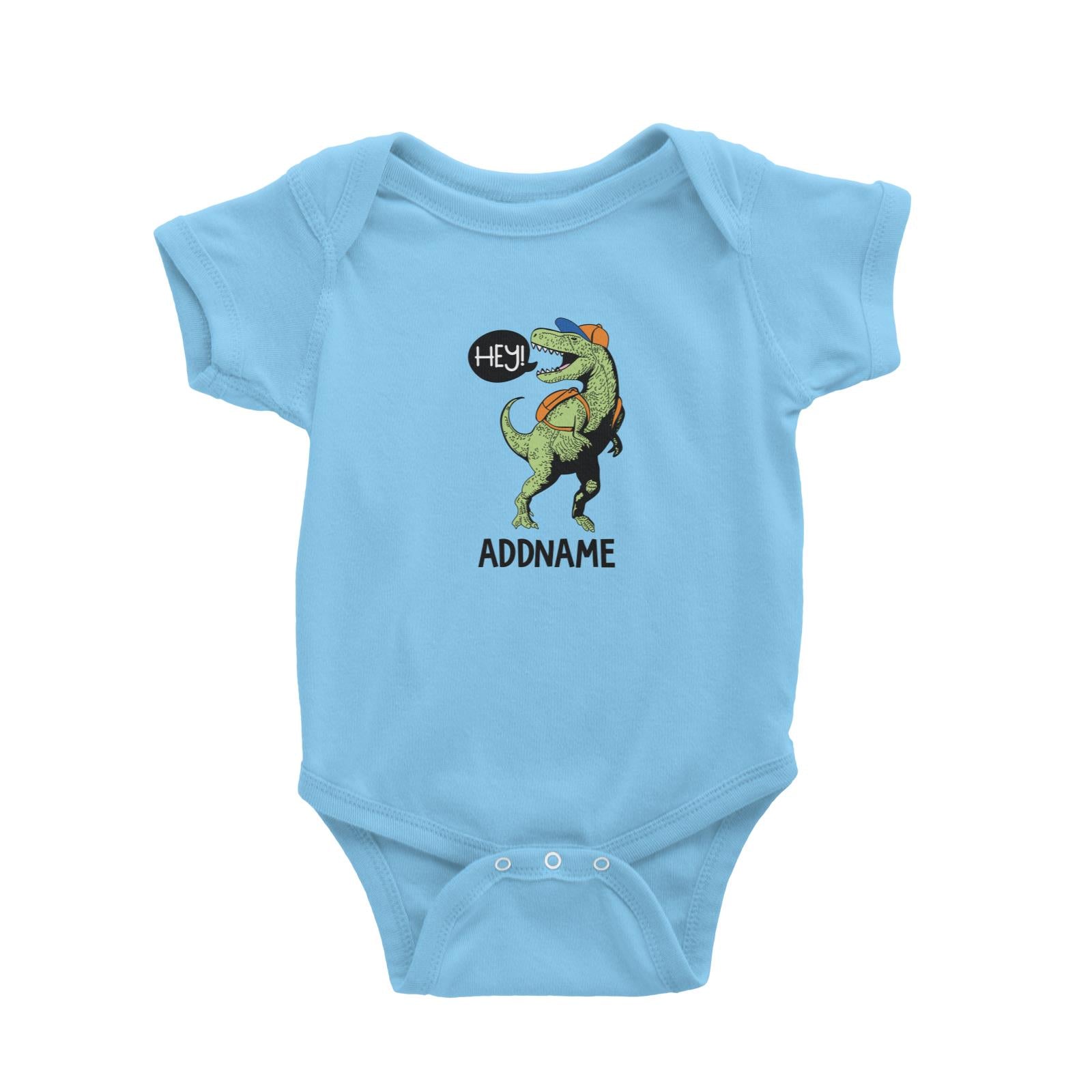 Cool Vibrant Series Hey Dinosaur With Back Pack Addname Baby Romper