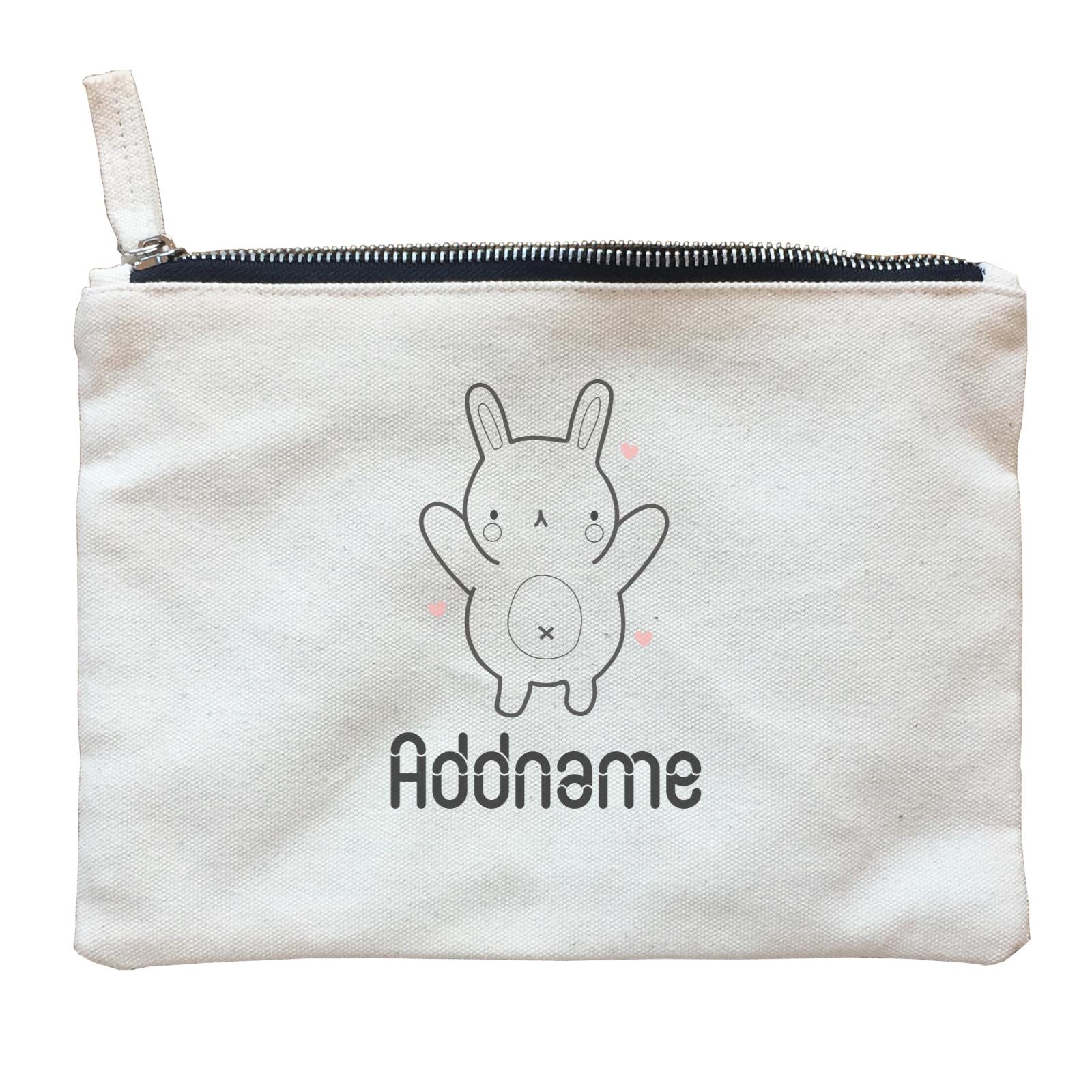 Coloring Outline Cute Hand Drawn Animals Cute Rabbit Addname Zipper Pouch