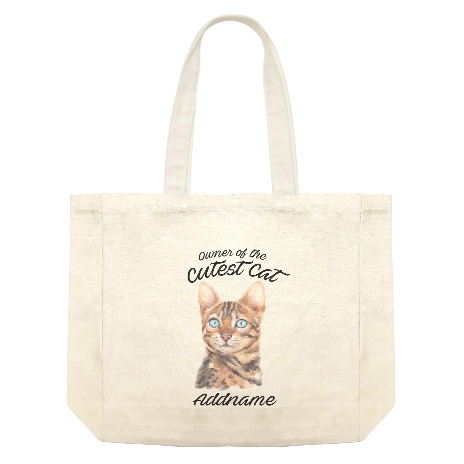 Watercolor Owner Of The Cutest Cat Bengal Addname Shopping Bag