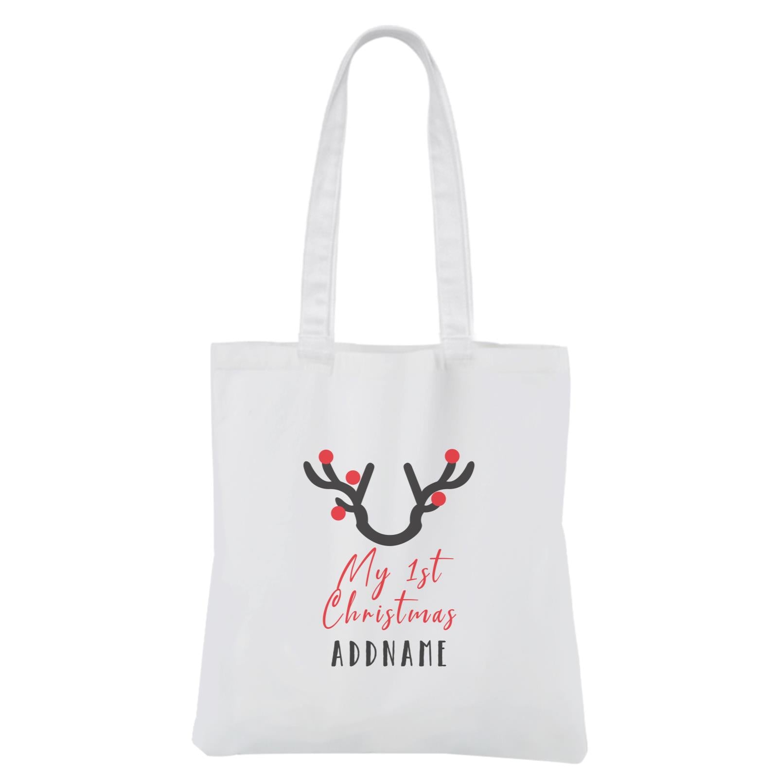 Christmas Series Antler My 1st Chistmas White Canvas Bag