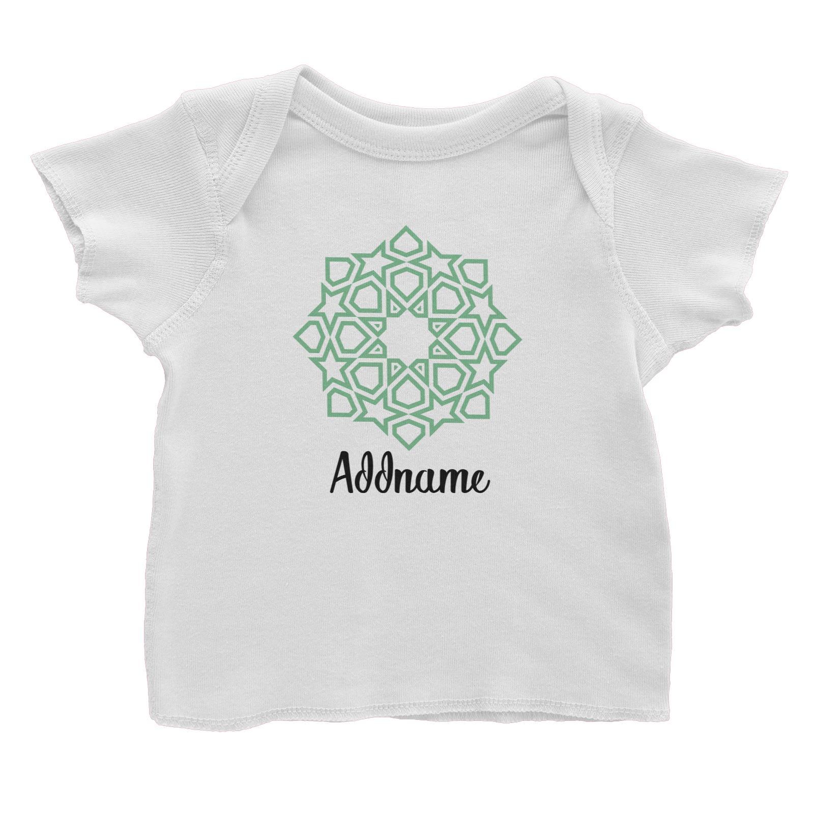 Raya Symbol Green Islamic Geometric Addname Baby T-Shirt