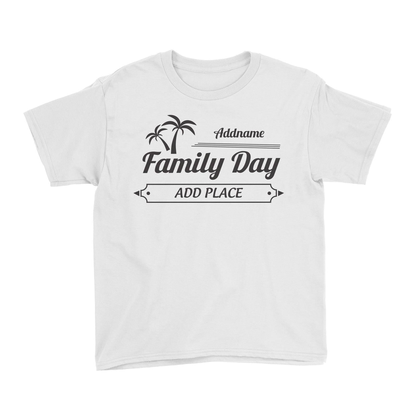 Family Day Tropical Coconut Tree Boarder Family Day Addname And Add Place Kid T-Shirt