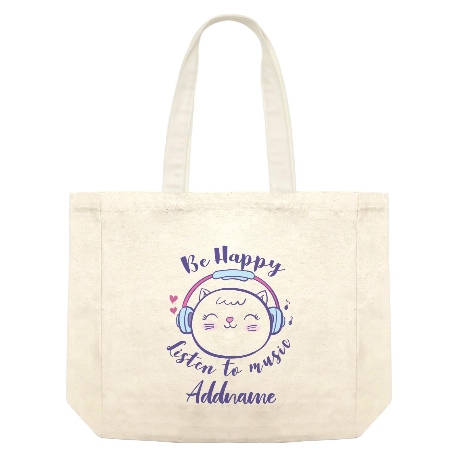 Cool Cute Animals Cats Be Happy Listen To Music Addname Shopping Bag