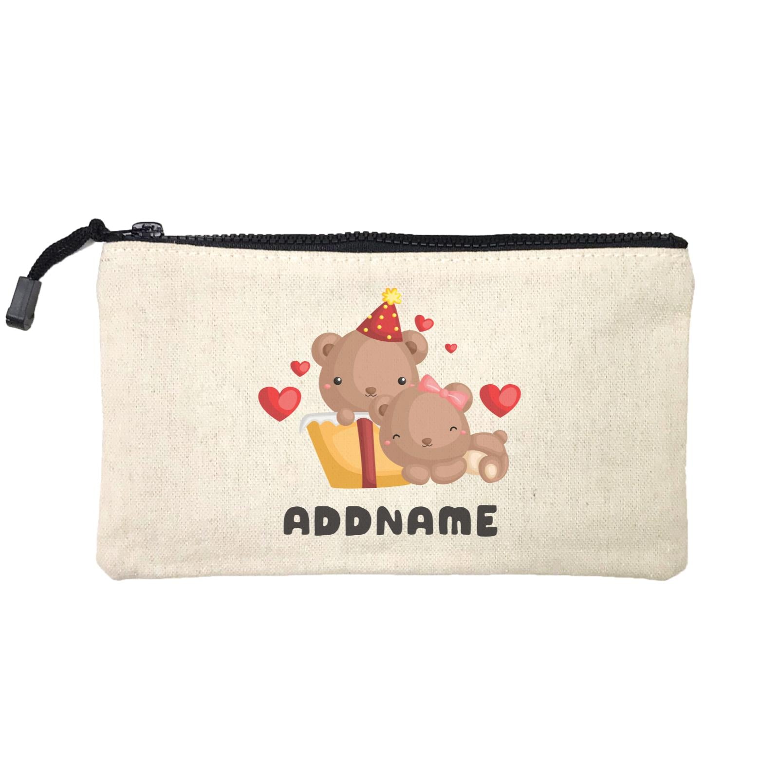 Birthday Friendly Animals Happy Two Bears Open Present Addname Mini Accessories Stationery Pouch