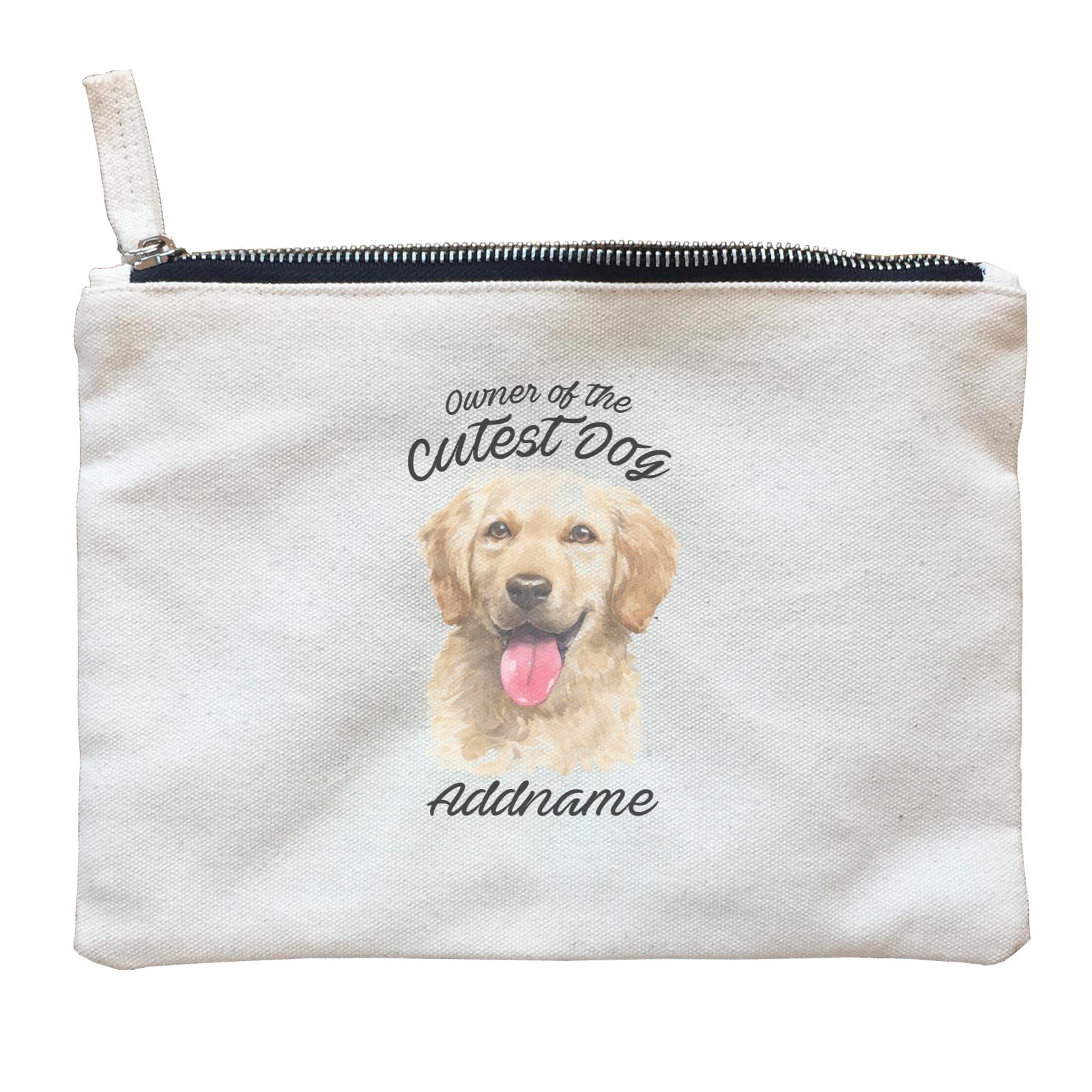 Watercolor Dog Owner Of The Cutest Dog Golden Retriever Front Addname Zipper Pouch