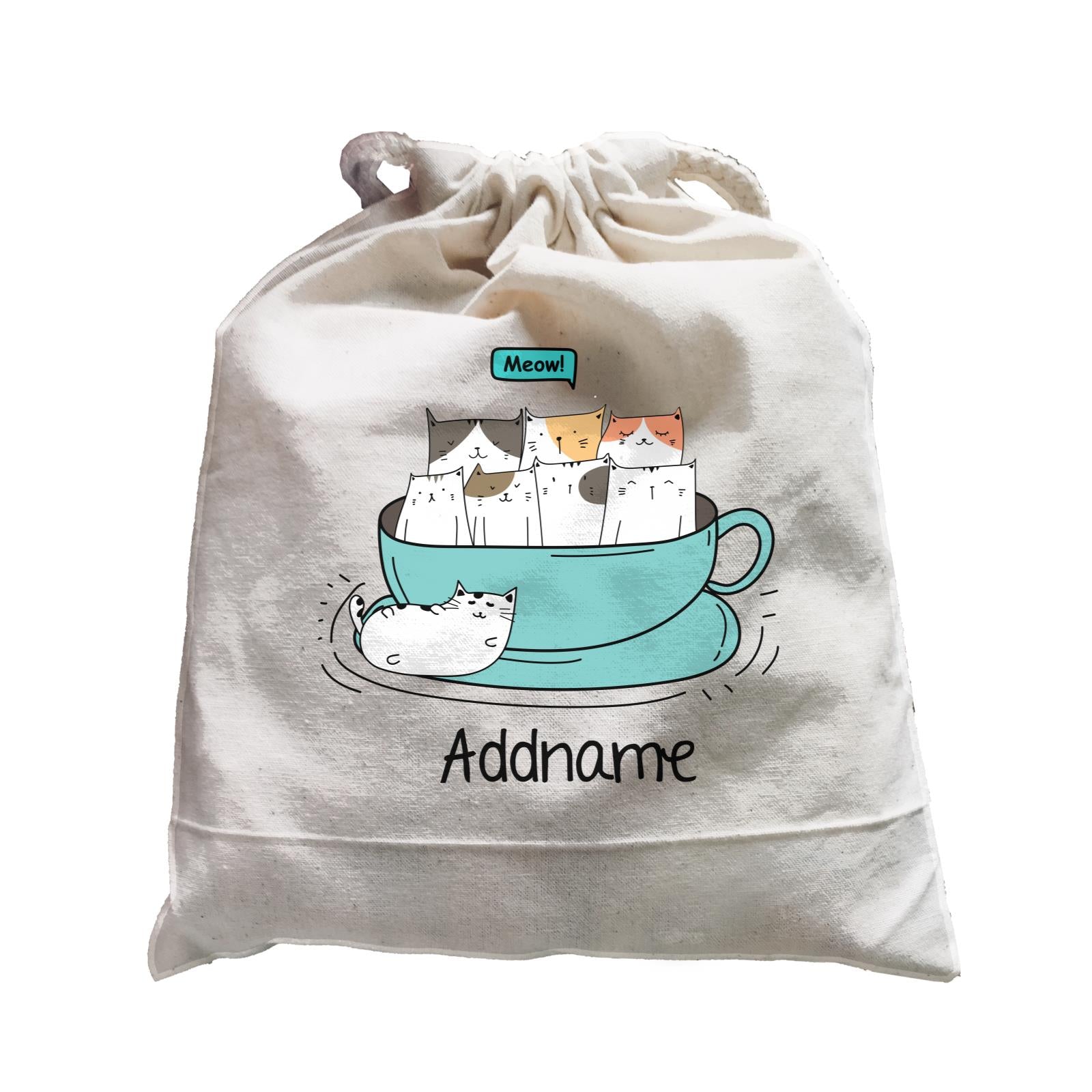 Cute Animals And Friends Series Hello Cat Coffee Cup Group Addname Satchel