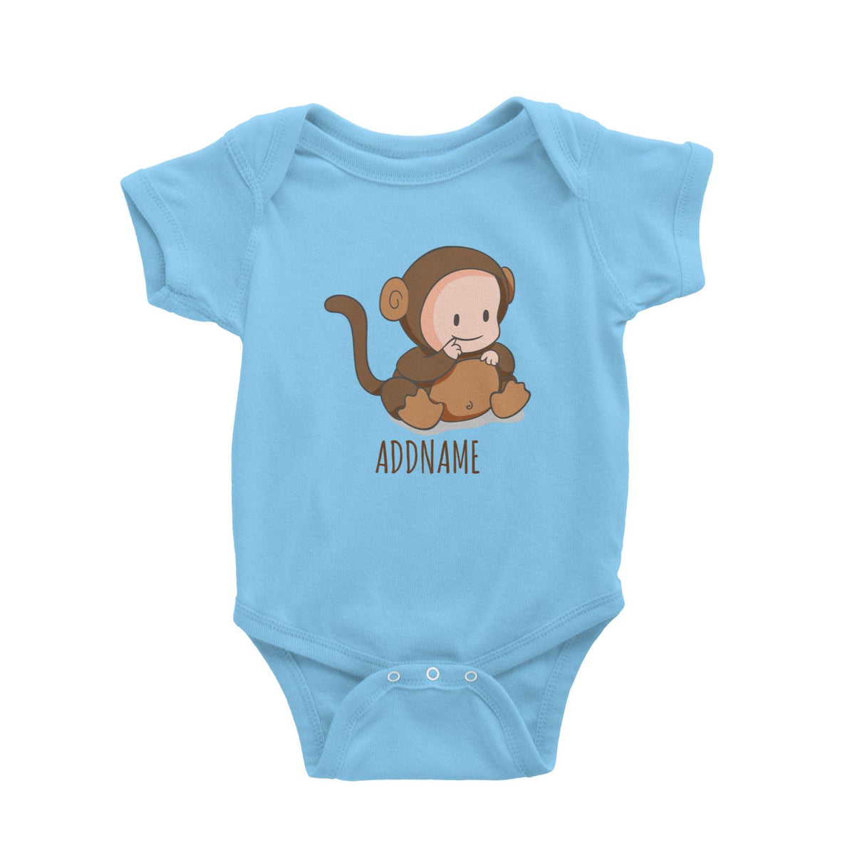 Cute Baby in Brown Monkey Suit Addname Baby Romper