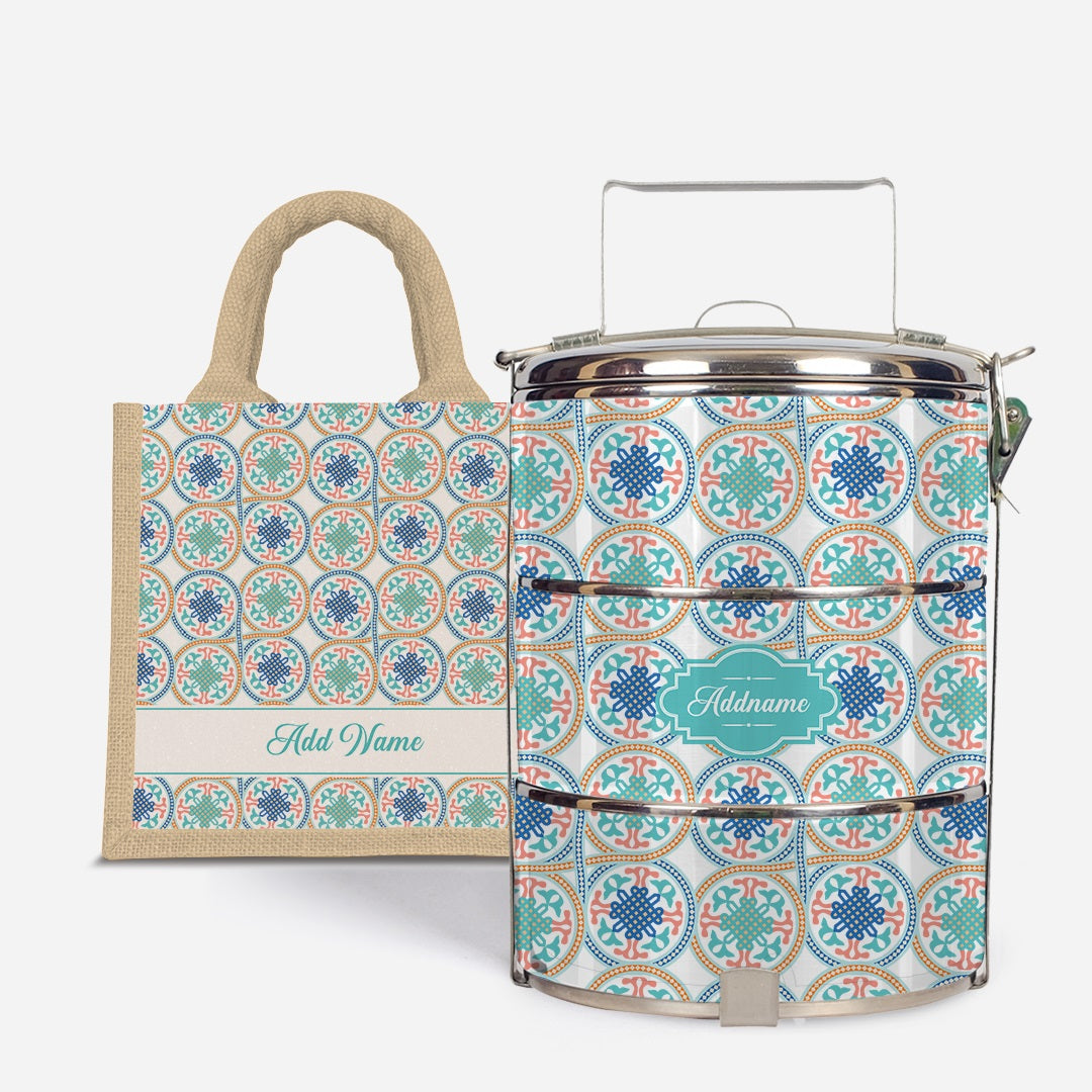 Moroccan Series Standard Tiffin With Half Lining Lunch Bag  - Chahid Natural