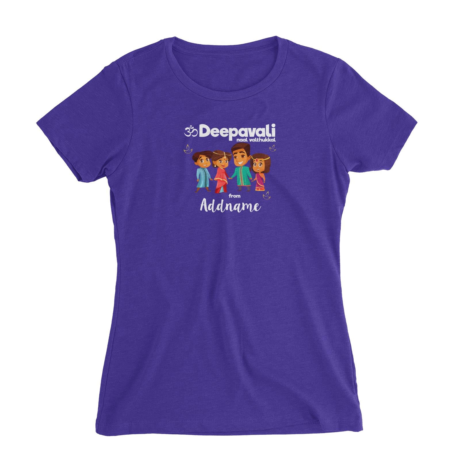 Cute Family Of Four OM Deepavali From Addname Women's Slim Fit T-Shirt