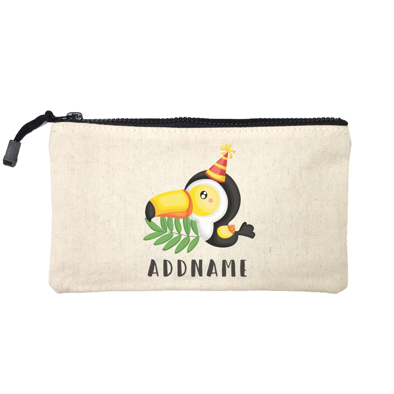 Birthday Safari Hornbill Wearing Party Hat Addname Mini Accessories Stationery Pouch