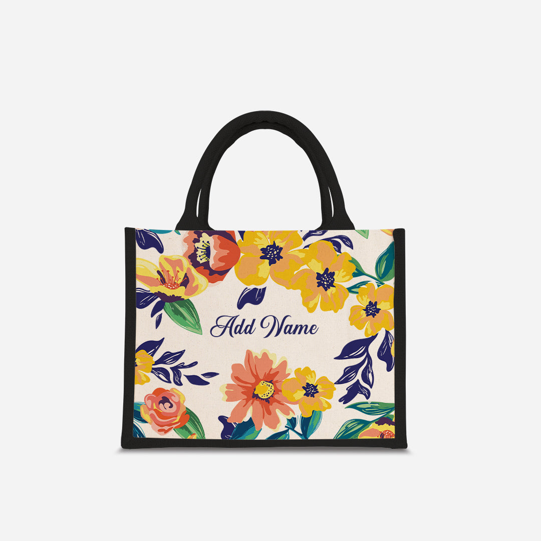 Deborah Series Half Lining Small Jute Bag - Teal Black