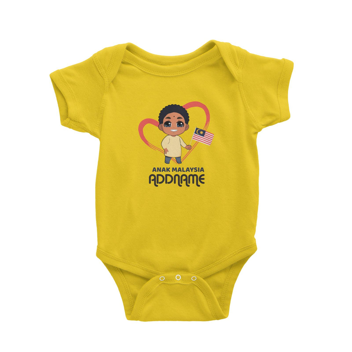 Merdeka Series Anak Malaysia Love Indian Boy Addname Baby Romper