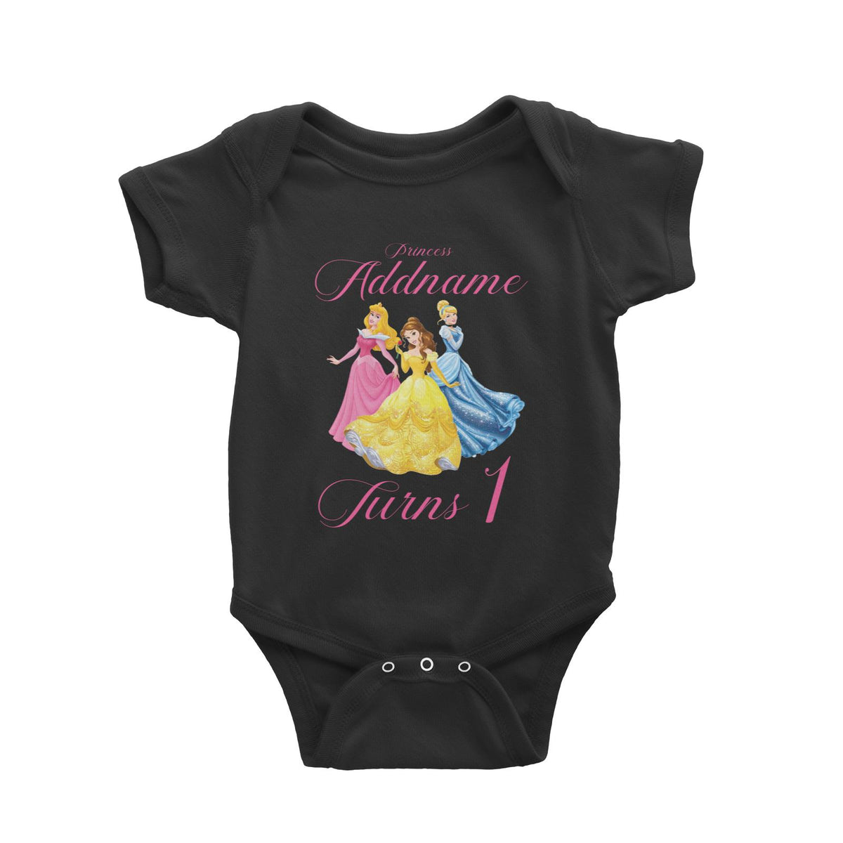 Princess Addname Birthday Theme Personalizable with Name and Number Baby Romper