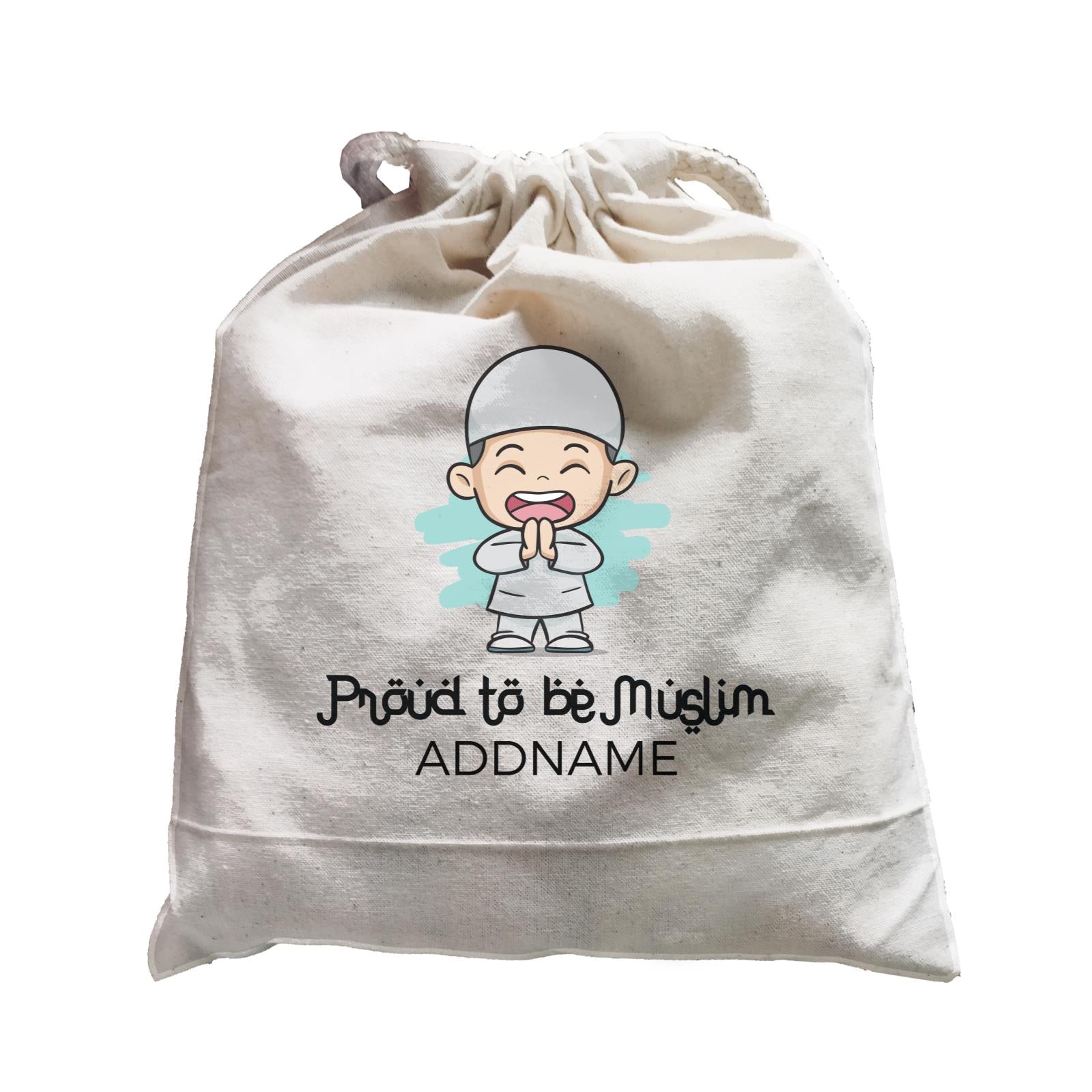 Proud To Be Muslim Happy Man Addname Satchel