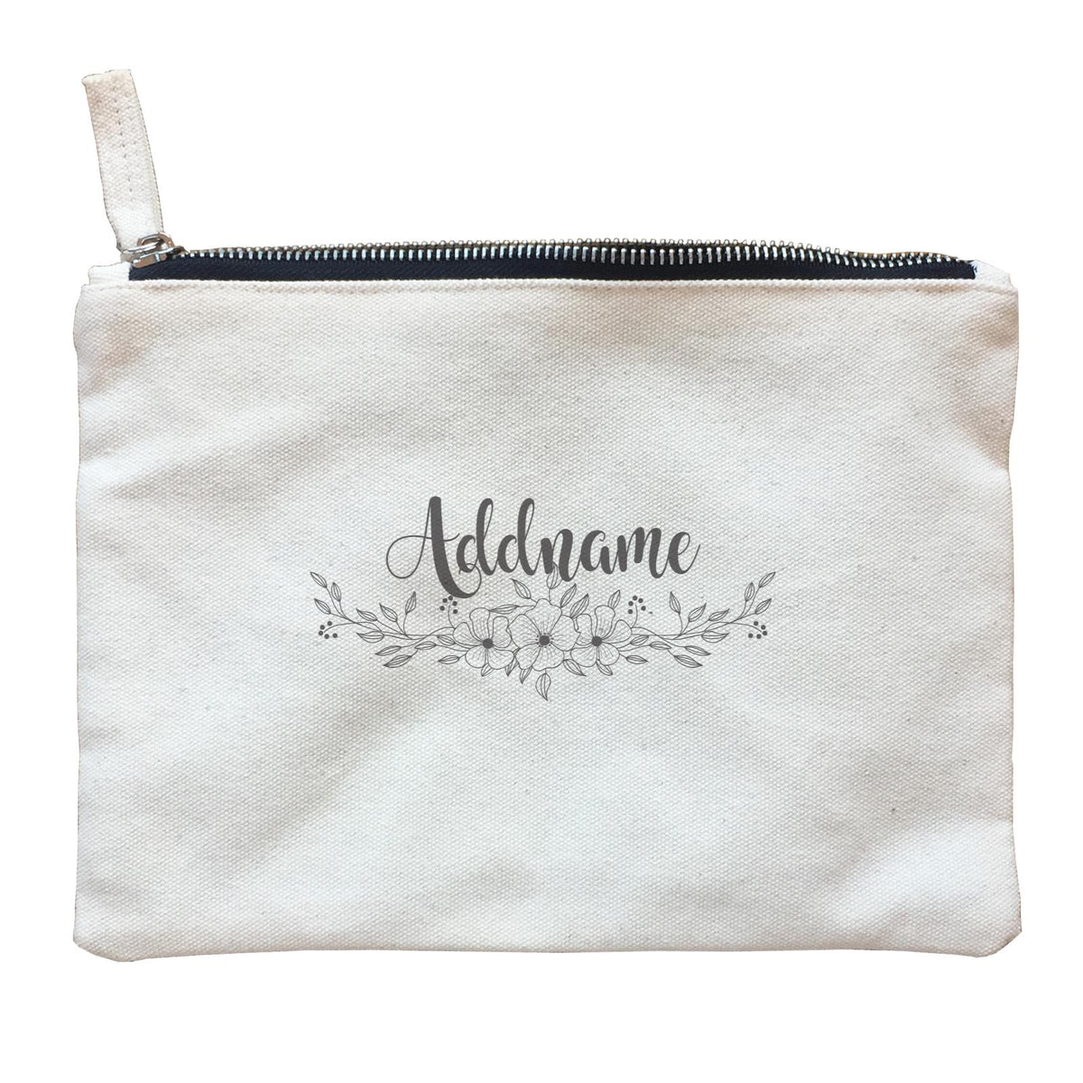 Bridesmaid Monochrome Floral Addname Accessories Zipper Pouch