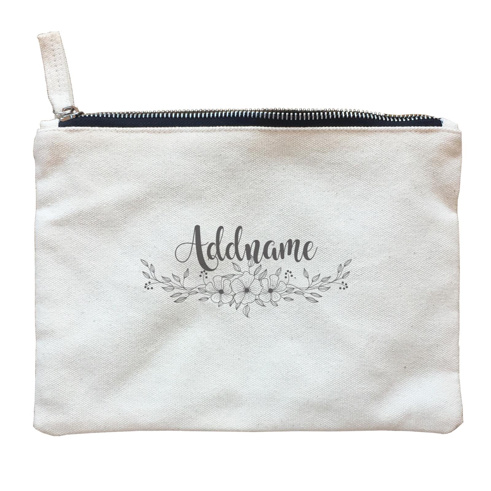 Bridesmaid Monochrome Floral Addname Accessories Zipper Pouch