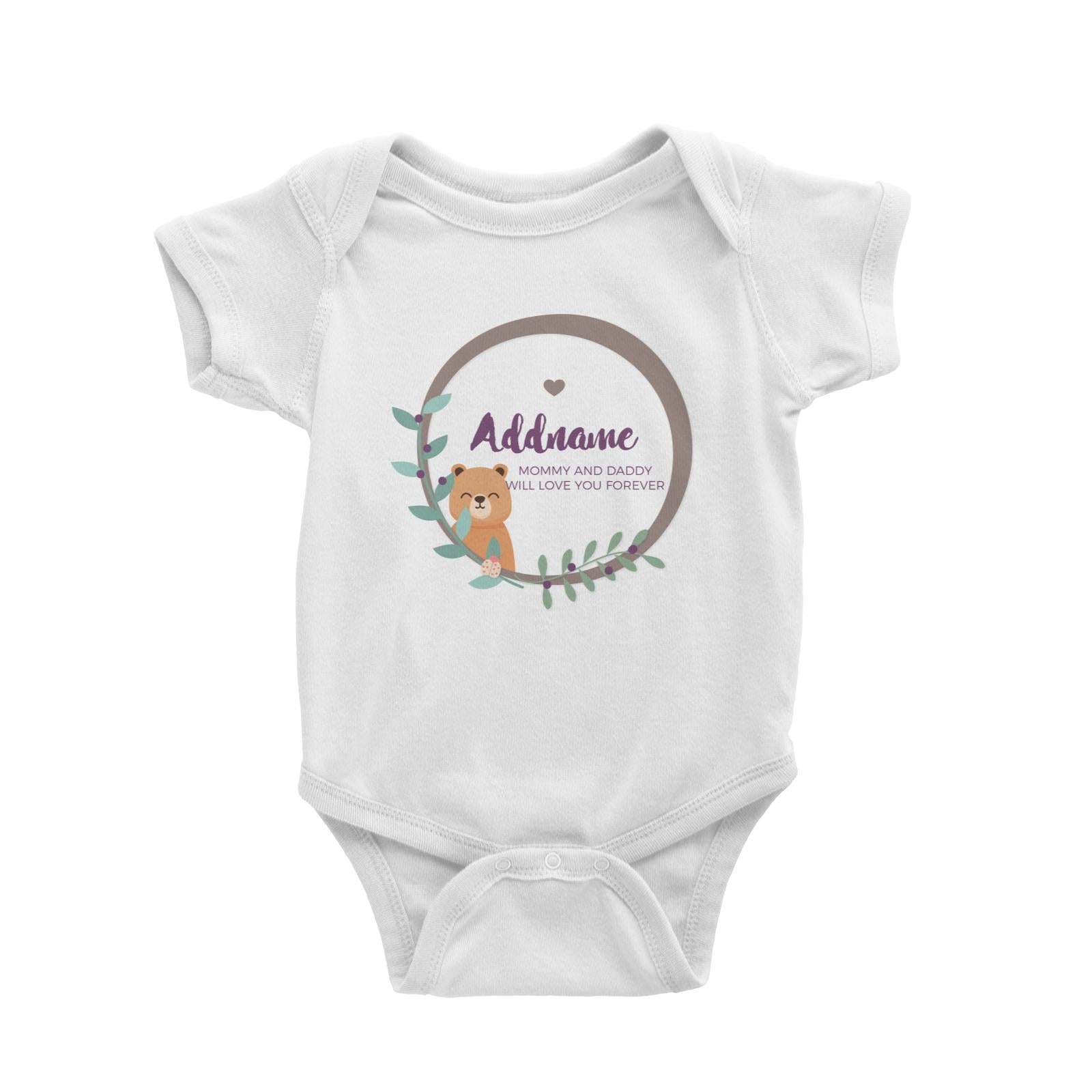 Cute Brown Bear in Brown Ring Personalizable with Name and Text Baby Romper