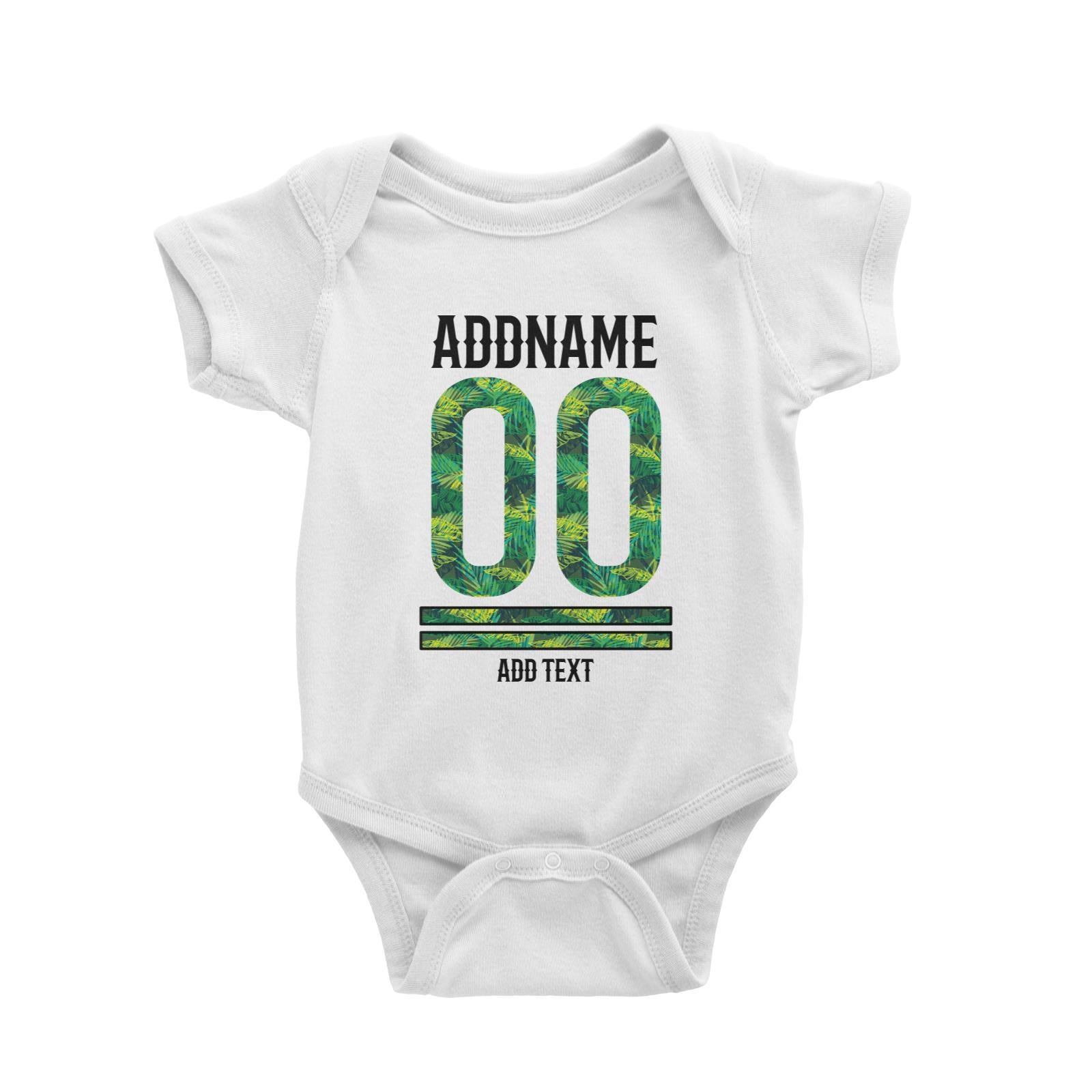Palm Leaves Pattern Jersey Personalizable with Name Number and Text Baby Romper