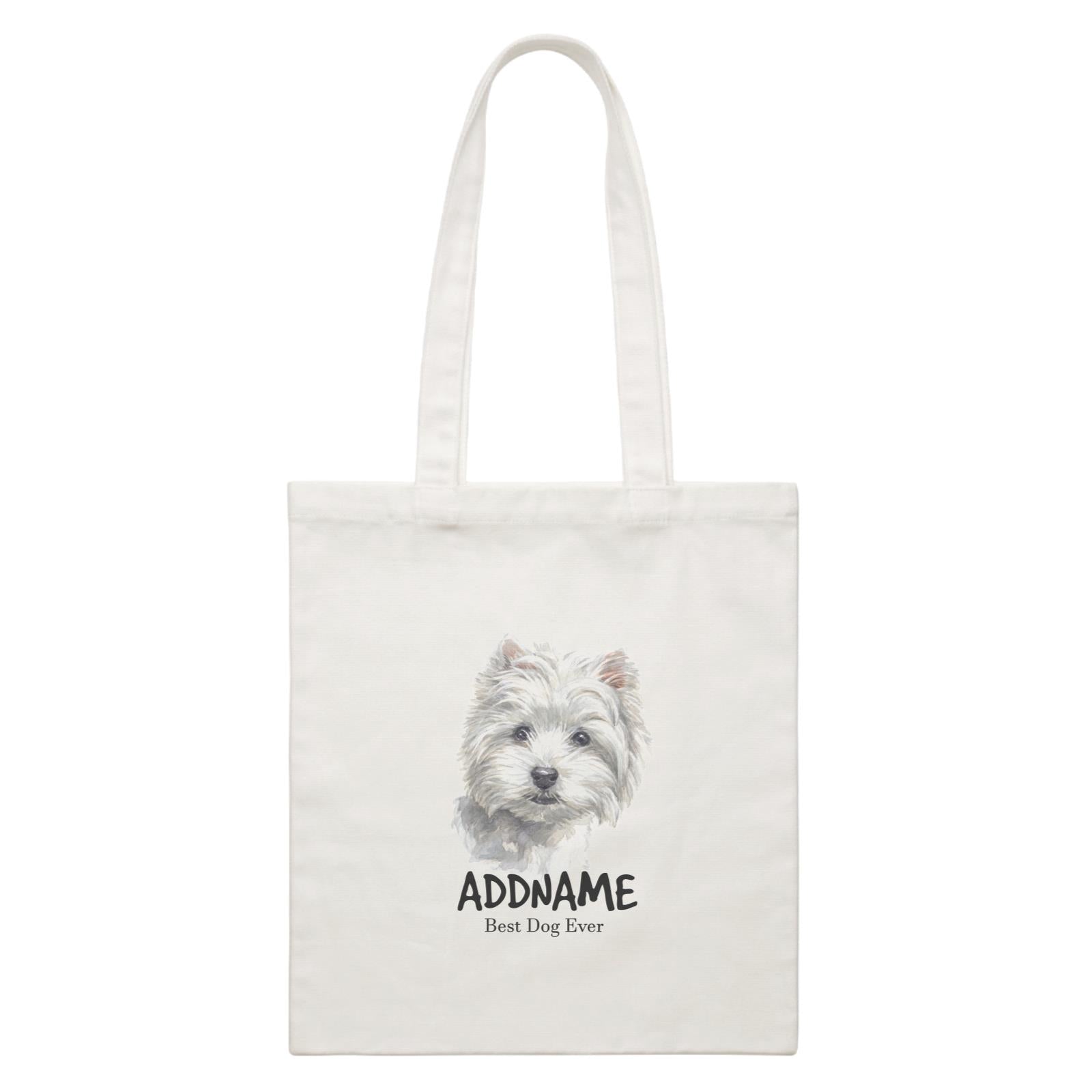 Watercolor Dog West Highland White Terrier Small Best Dog Ever Addname White Canvas Bag