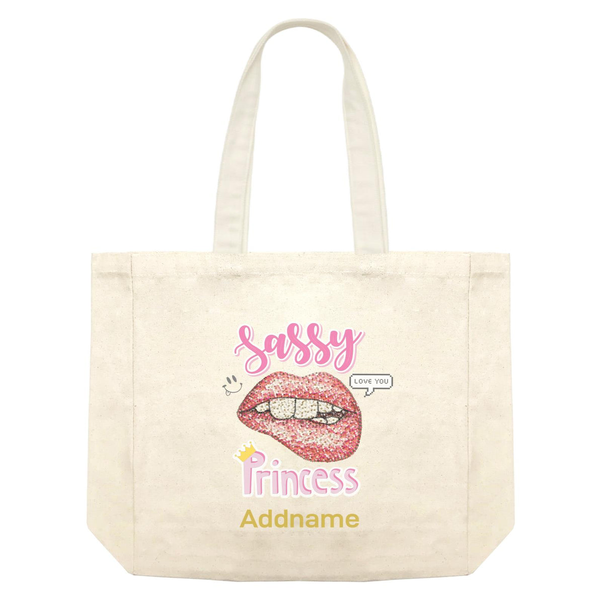 Red Lips Sassy Princess With Addname Shopping Bag