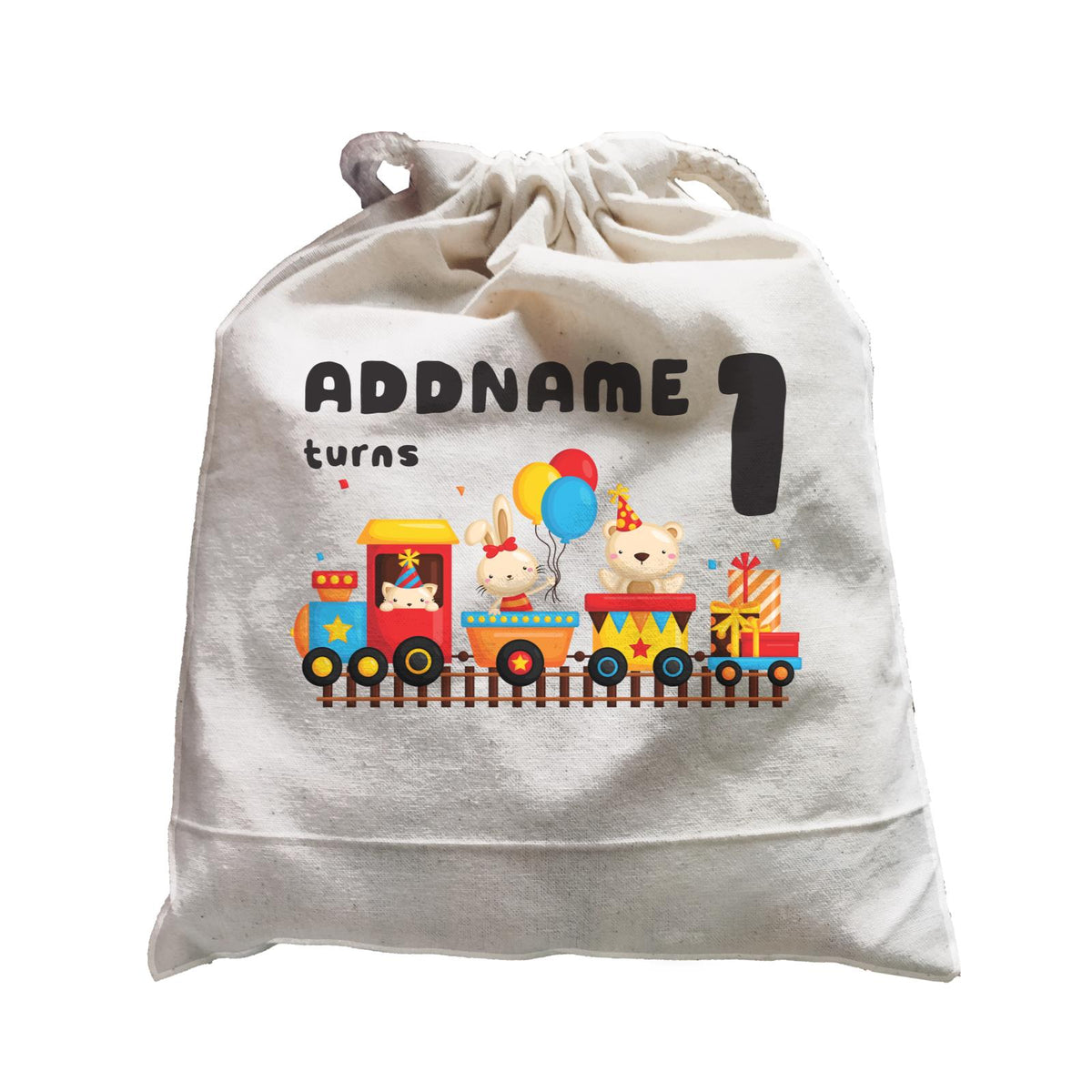 Birthday Fun Train And Animals Group Addname Turns 1 Satchel