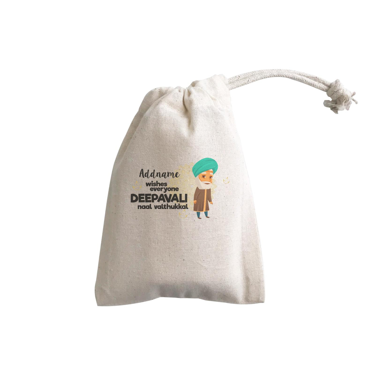 Cute Grandpa Wishes Everyone Deepavali Addname GP Gift Pouch