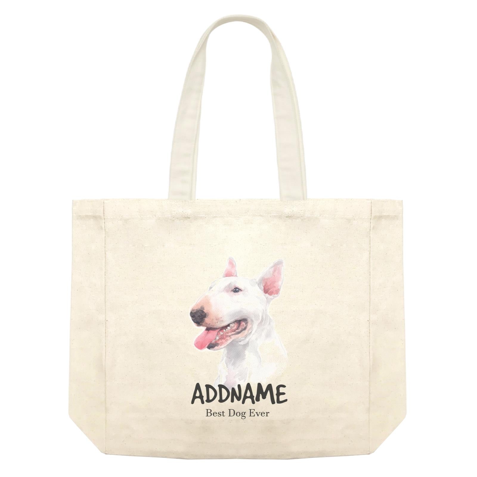 Watercolor Dog Bull Terrier Best Dog Ever Addname Shopping Bag