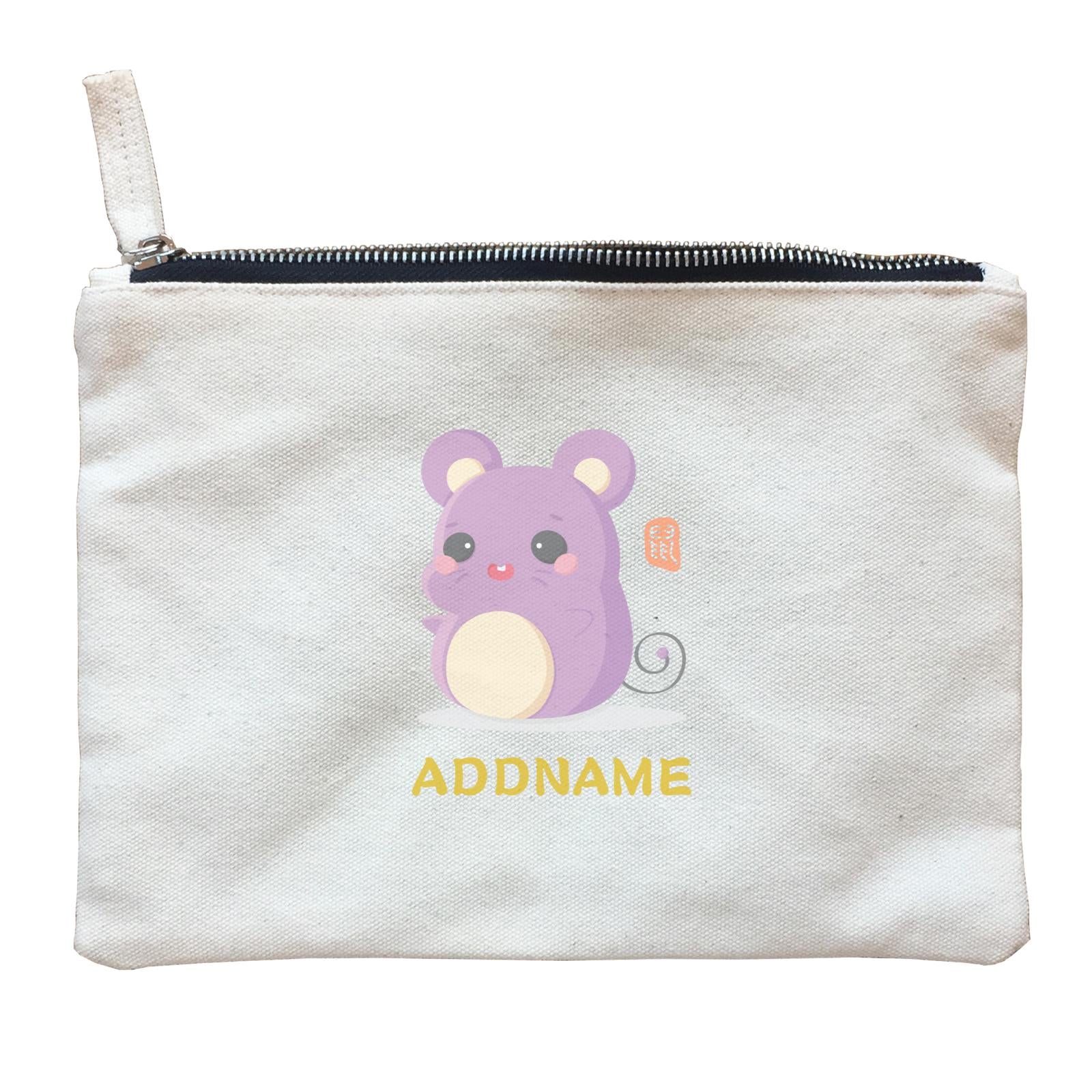 Chinese New Year Cute Twelve Zodiac Animals Rat Addname Zipper Pouch