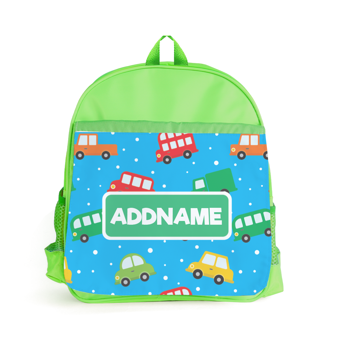 Cute Cars Green Kiddies Bag