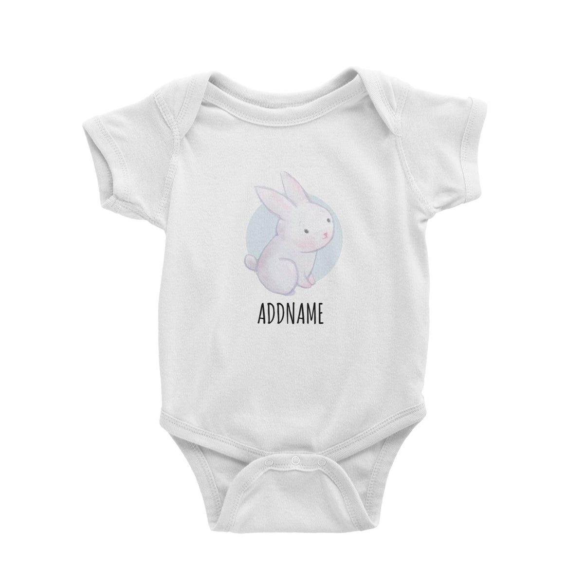 Watercolour Rabbit White White Baby Romper