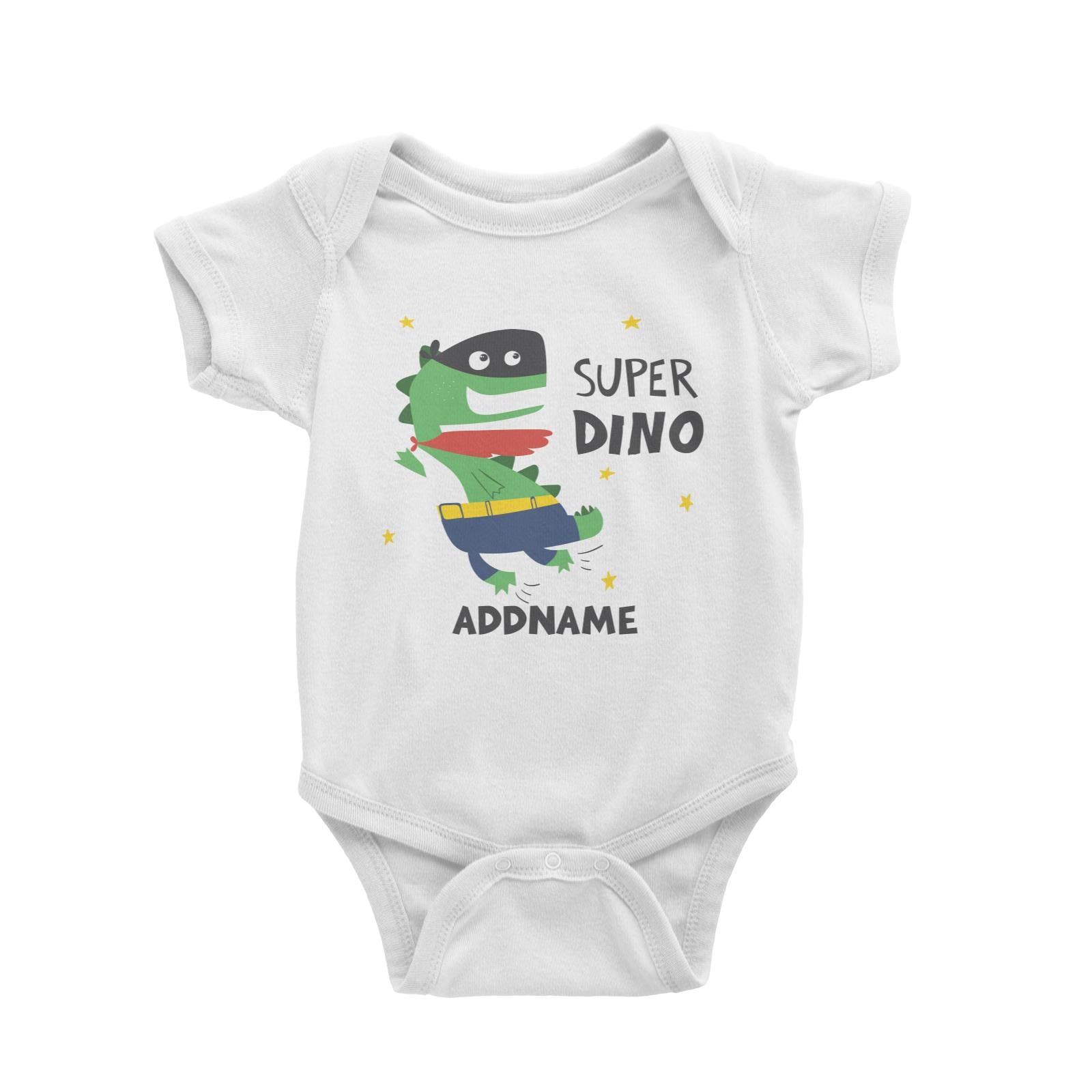 Super Dinosaur with Mask and Cape Addname White Baby Romper