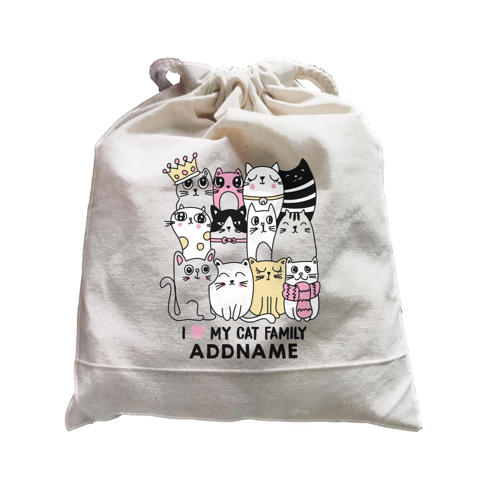 Cool Vibrant Series I Love My Cat Family Addname Satchel