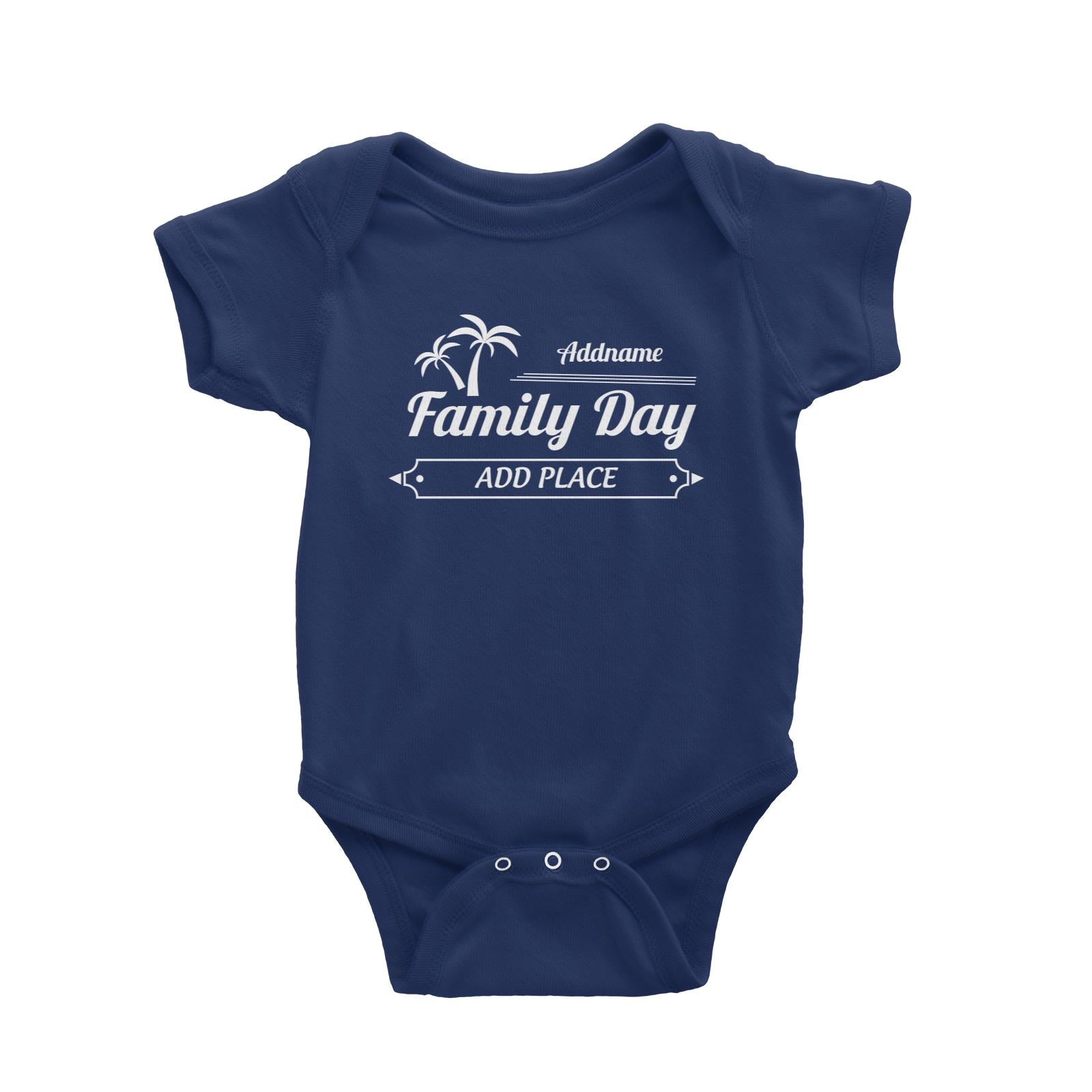 Family Day Tropical Coconut Tree Boarder Family Day Addname And Add Place Baby Romper