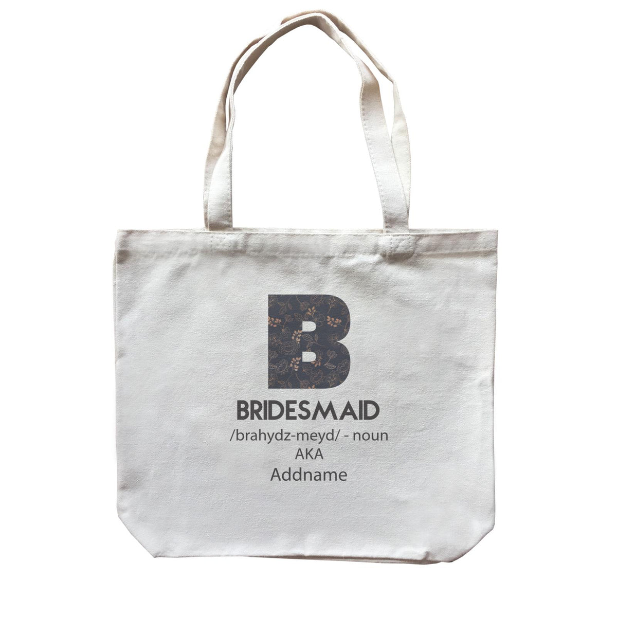 Wedding Troop Western B Floral Pattern Bridesmaid Addname Canvas Bag