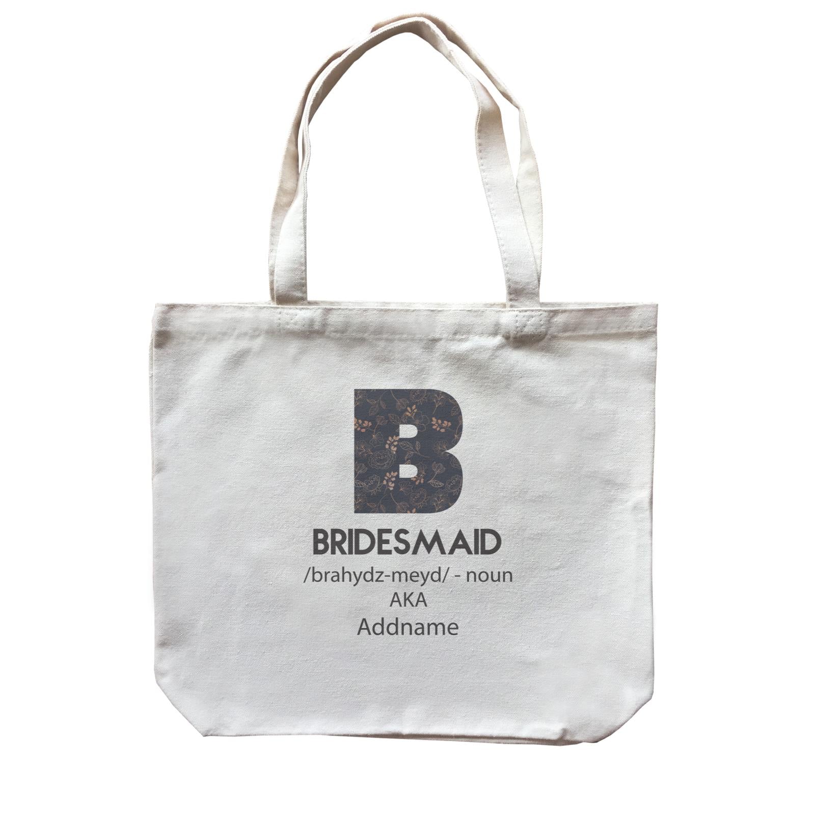 Wedding Troop Western B Floral Pattern Bridesmaid Addname Canvas Bag