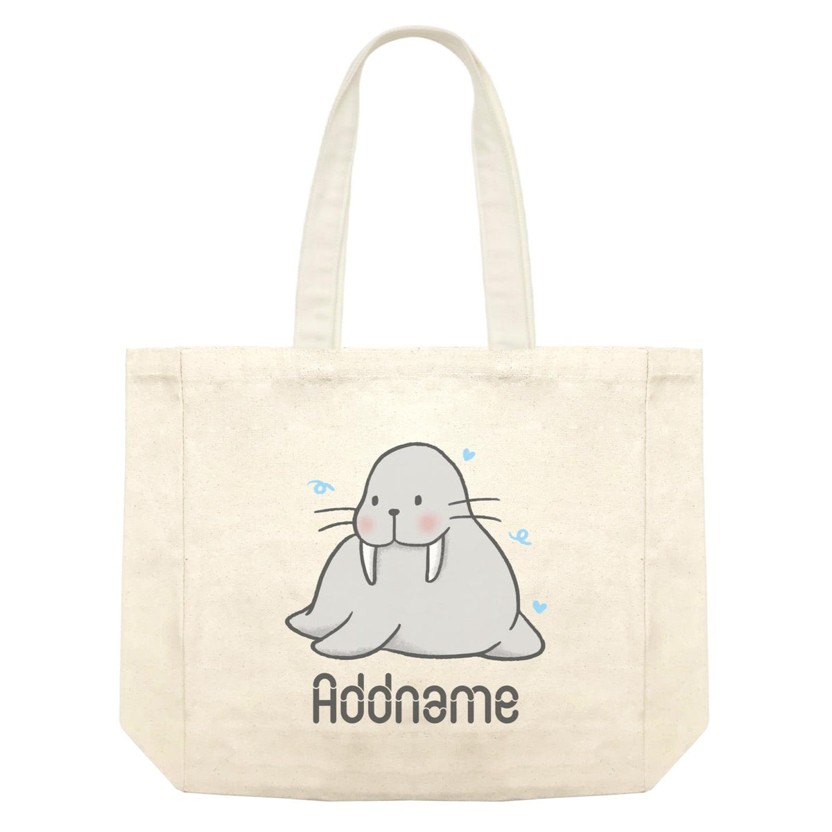 Cute Hand Drawn Style Walrus Addname Shopping Bag