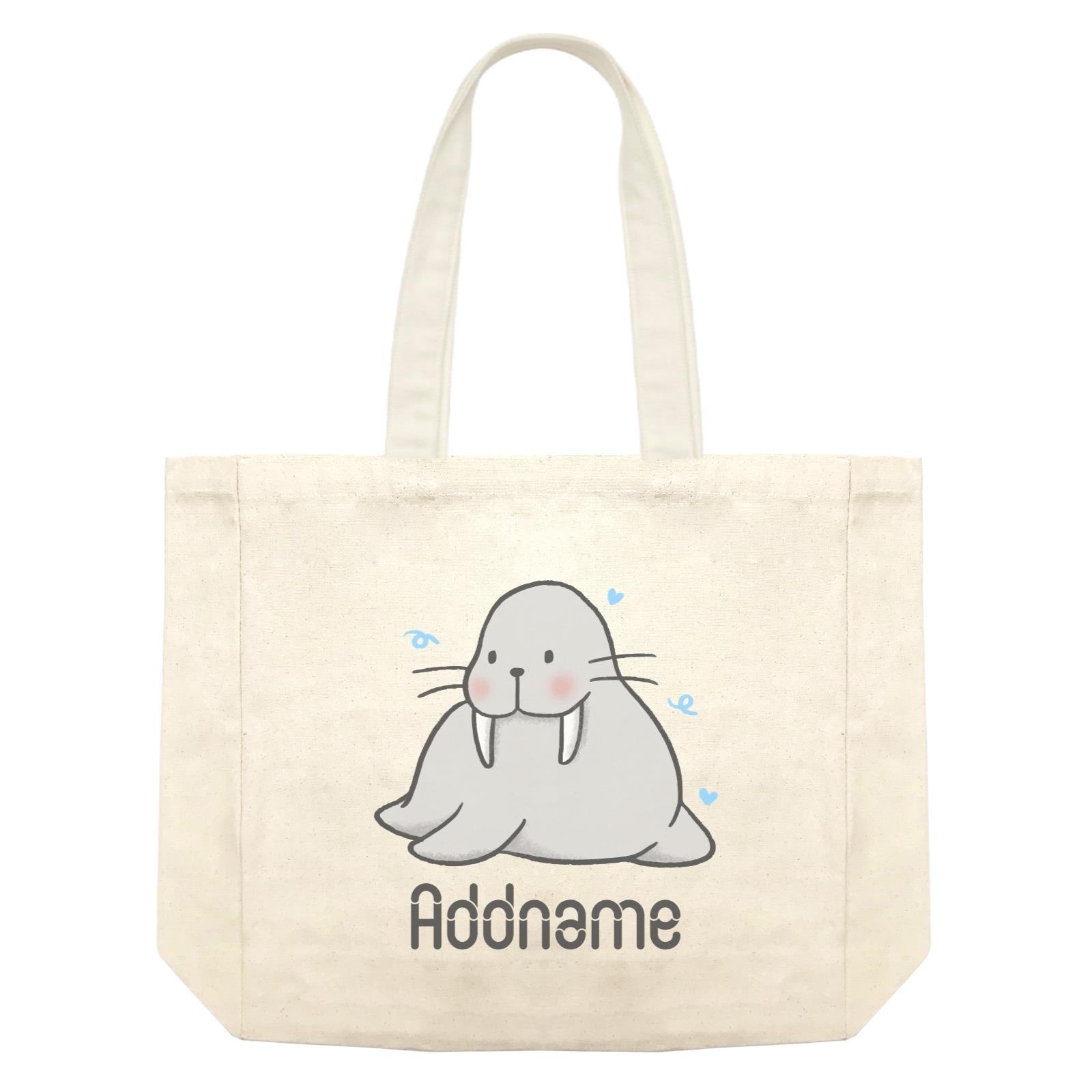 Cute Hand Drawn Style Walrus Addname Shopping Bag